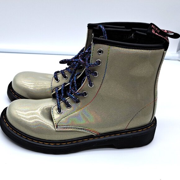 Dr Marten’s Junior 1460 Sparkle  Lace Up Leather Boot  - Size US3 - Picture 4 of 15